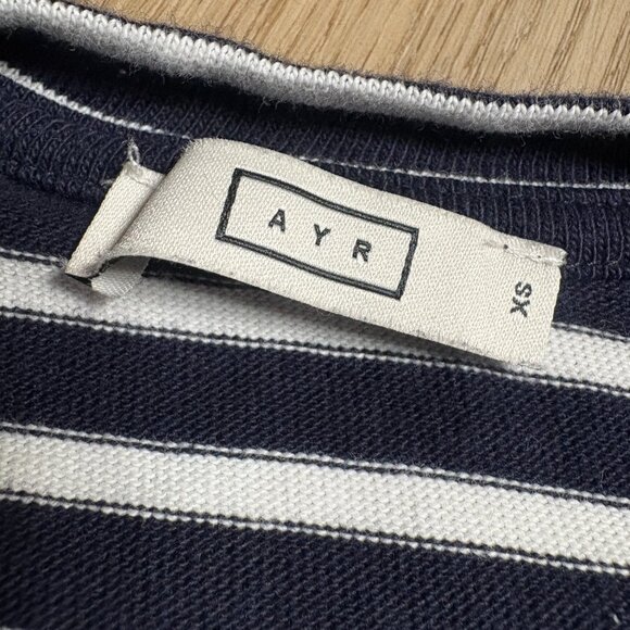 AYR The Port Tee size XS navy blue white striped Pima Cotton t-shirt Peru - Picture 3 of 8